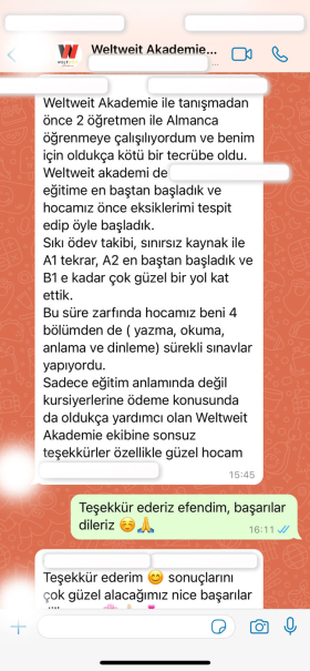 Öğrenci whatsapp üzerinden gödnerdiği yorum